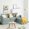 Green Linen Modular L-Shaped Sectional Sofa with Ottoman and Removable Covers